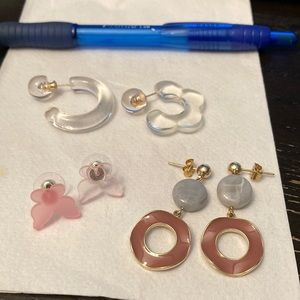 Earrings.  Three pairs